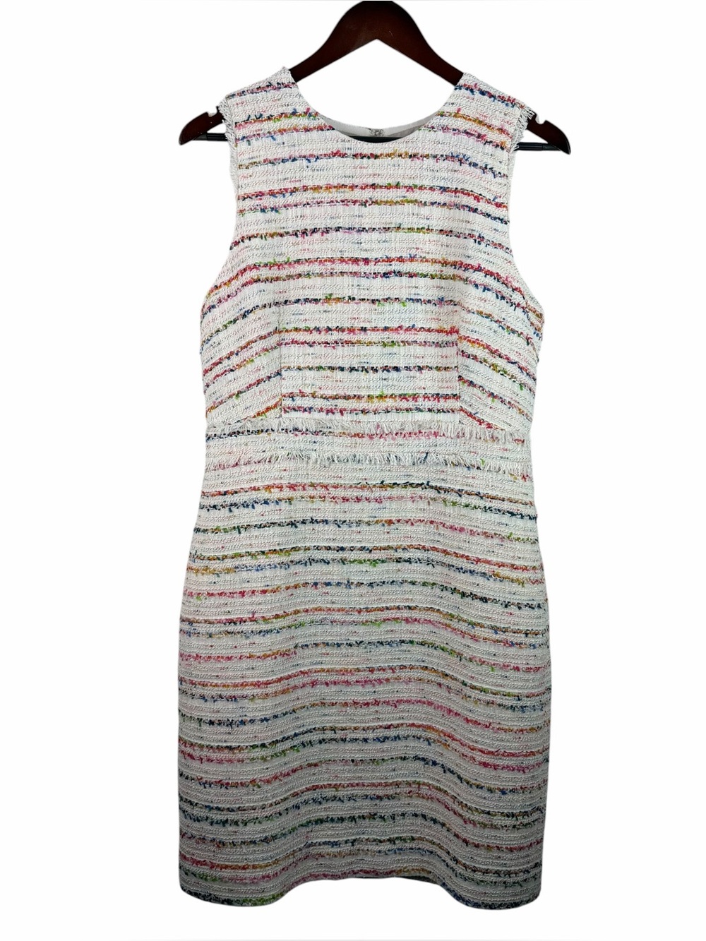 J. Crew | White Confetti Multi Color Sleeveless Tweed Dress New